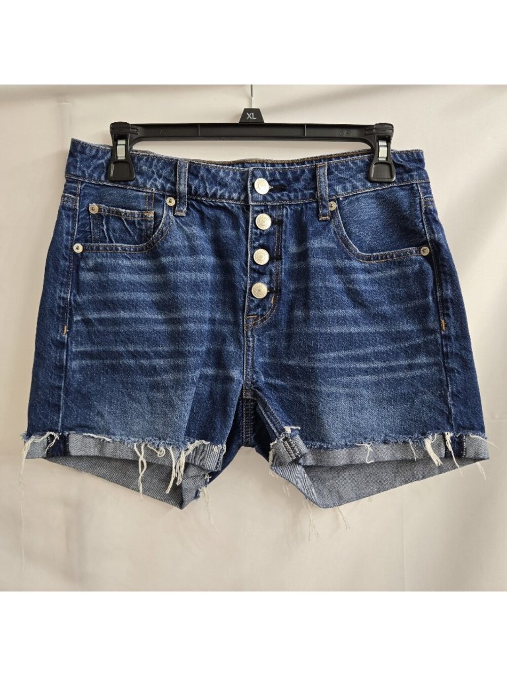 American Eagle Womens Shorts Blue Denim Tomgirl Shortie Button Fly Size 0